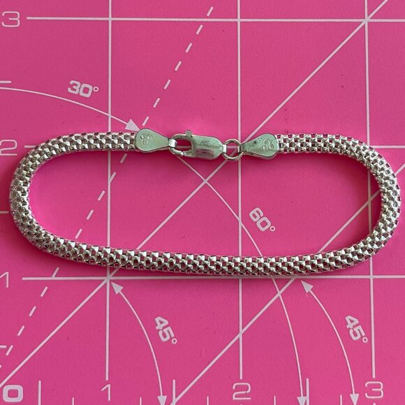 Sterling Silver from ITALY - Serpentine Chain or Cobra Chain 7 inch bracelet. - Picture 1 of 6